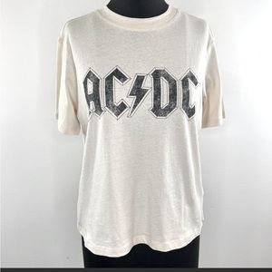 H&M Cream Graphic Tee AC/DC